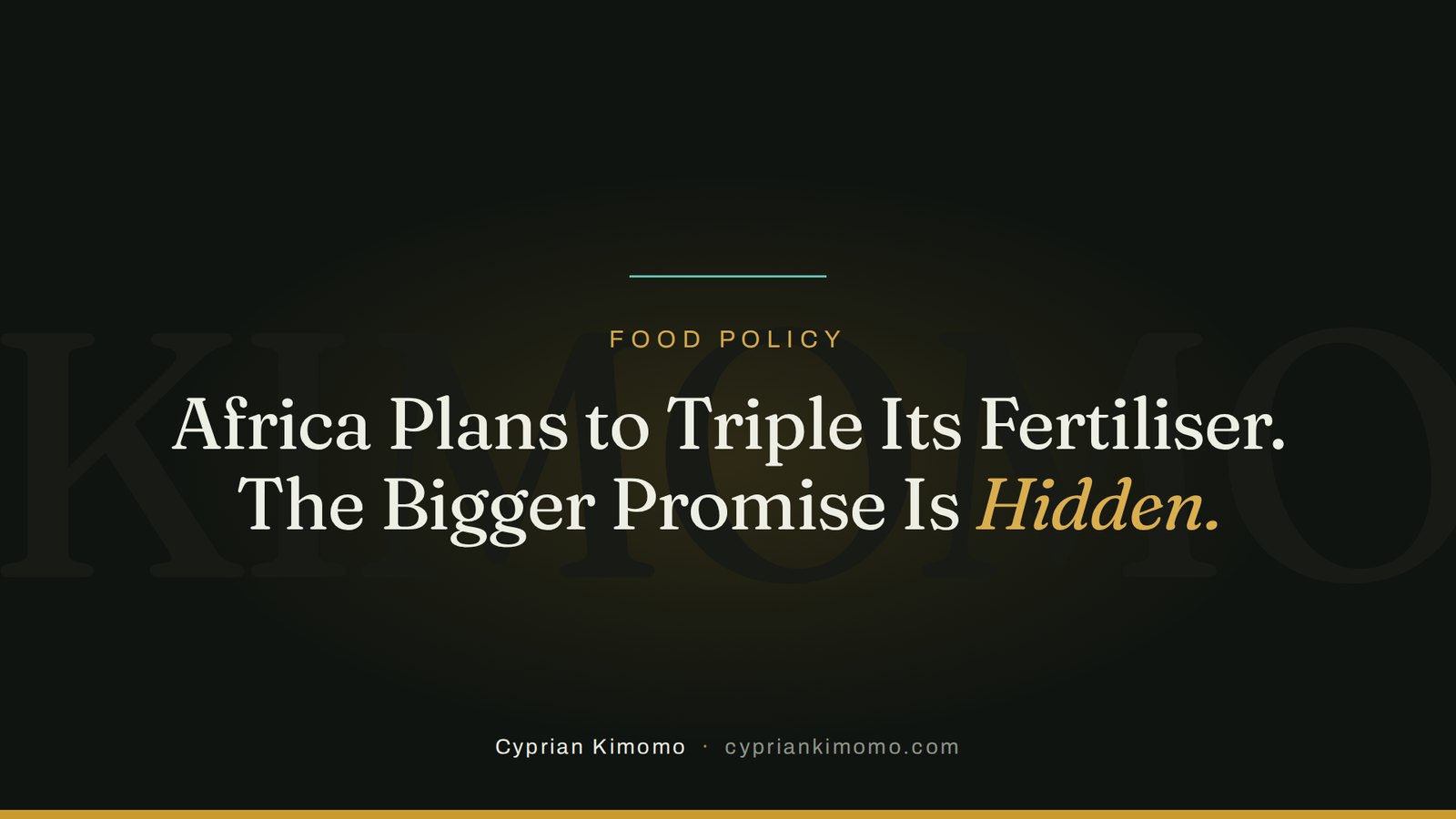 Article cover reading Africa Plans to Triple Its Fertiliser. The Bigger Promise Is Hidden, with Hidden highlighted.